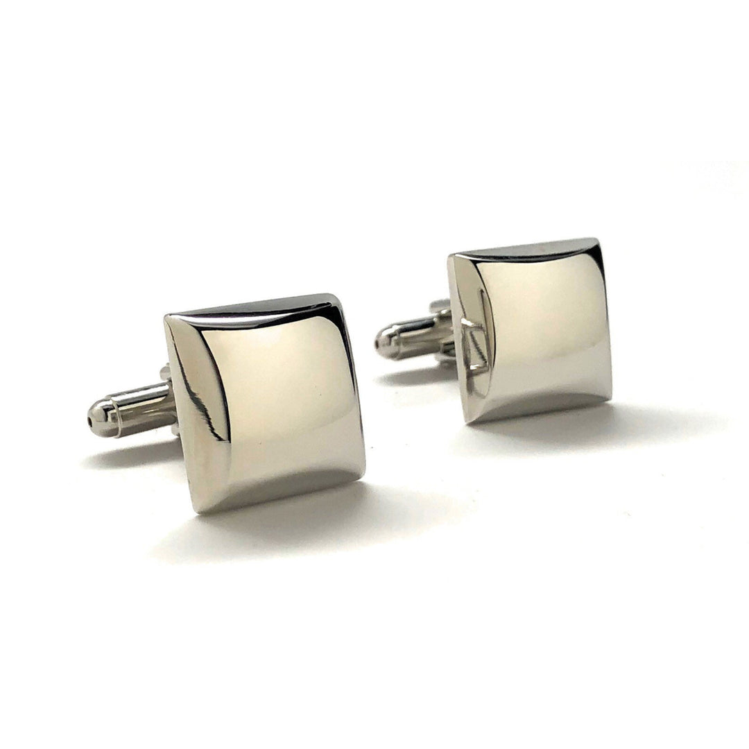 Silver Wedge Cufflinks Silver Thick Shinny Cufflinks Fun Party Cool Classy Cuff Links Comes Gift Box Gifts for Dad Image 1