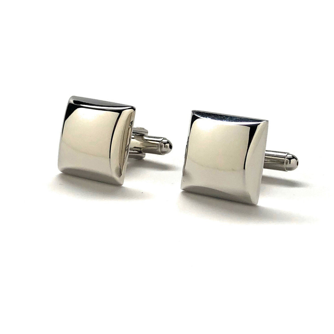 Silver Wedge Cufflinks Silver Thick Shinny Cufflinks Fun Party Cool Classy Cuff Links Comes Gift Box Gifts for Dad Image 4