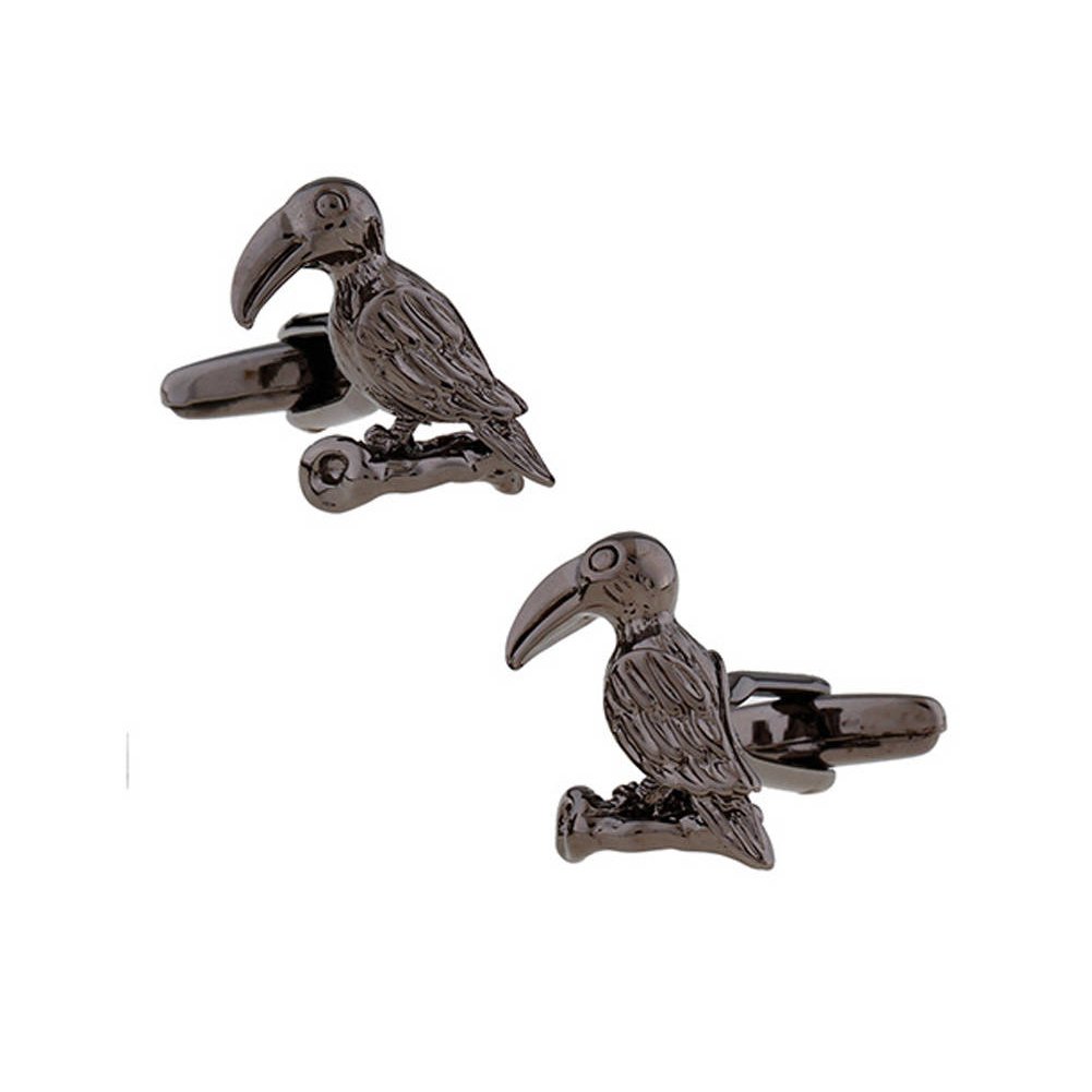 Gunmetal Toucan Bird Cufflinks Highly Detailed 3D Design Fun Cool Cuff Links Comes with Gift Box Image 1