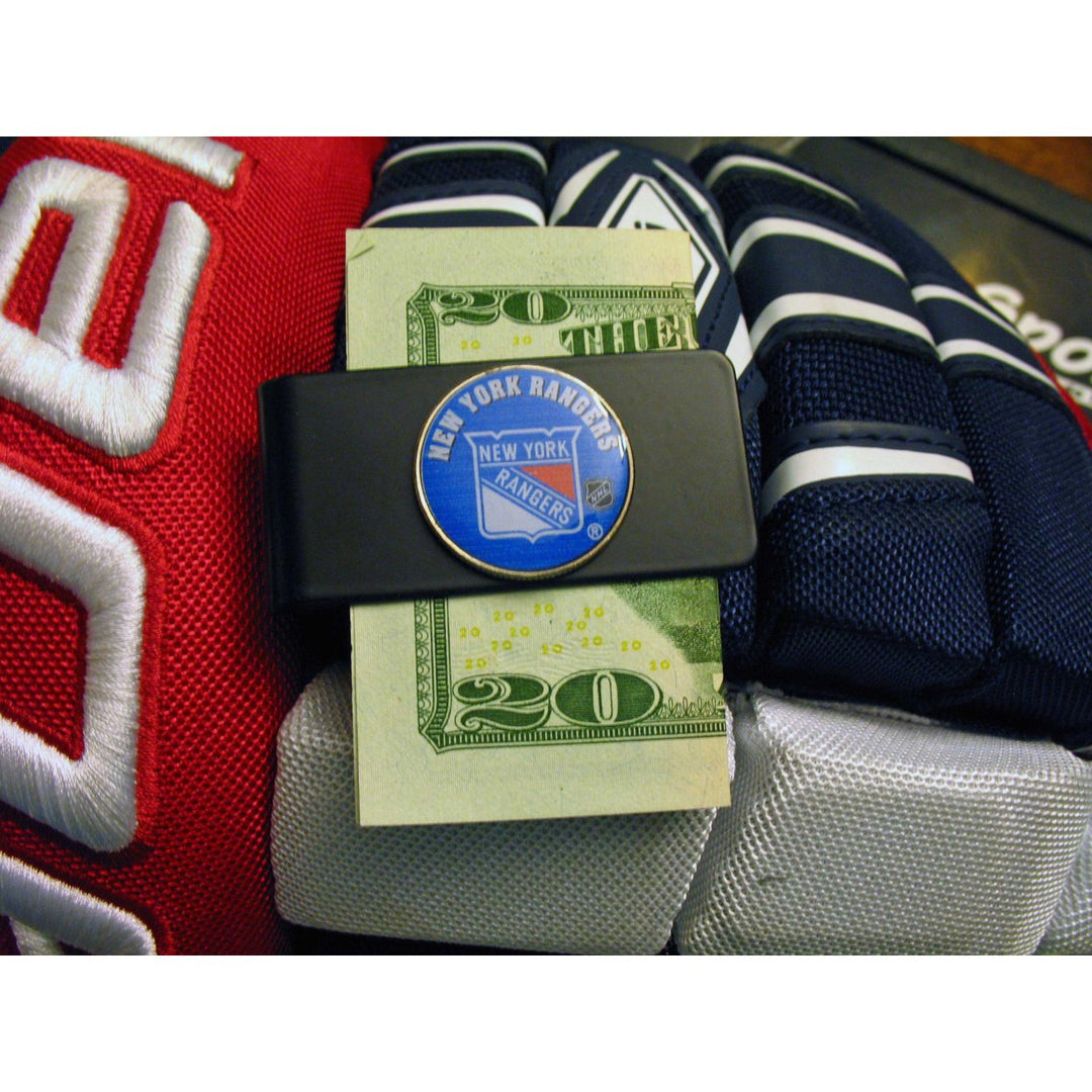 Money Clip Black Edition York Rangers NHL Hockey Made from US State Quarter One of a Kind Very Cool Present for Dad Image 1