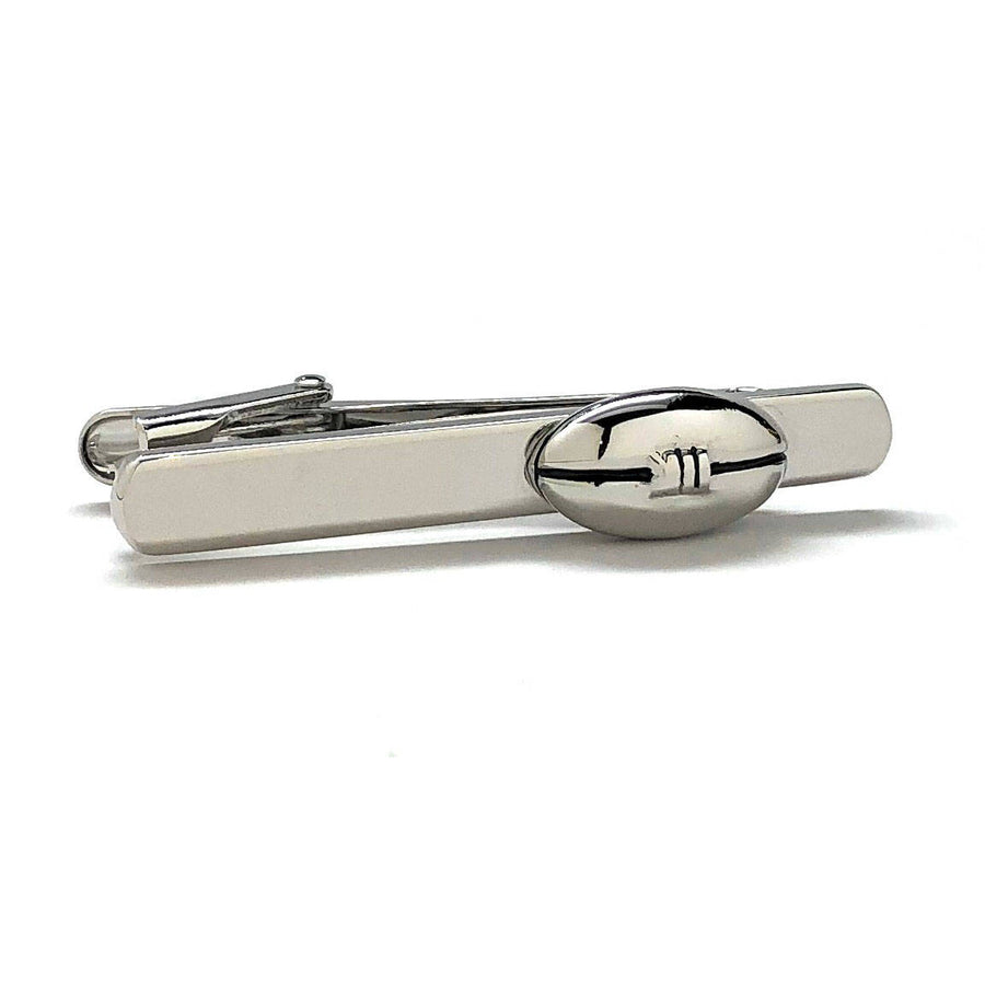 Football Tie Clip Silver Tone Fashion Fun Cool Unique Mens Tieclip Tie Clasp Foot Ball Player Comes with Box stocking Image 1