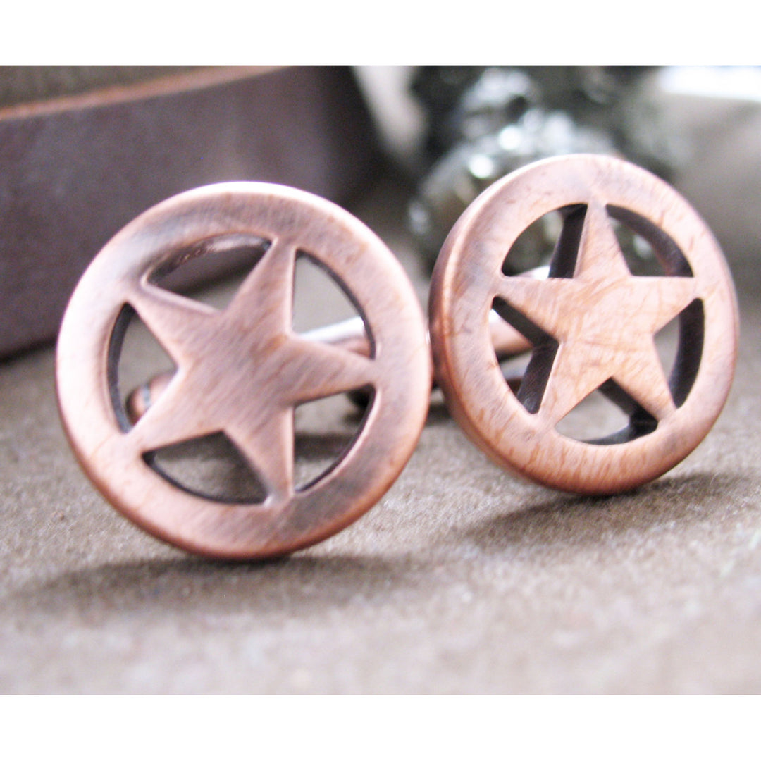 Lonestar Cufflinks Deputy Sheriff Bronze Tone Vintage Lone Star Cuff Links Image 1