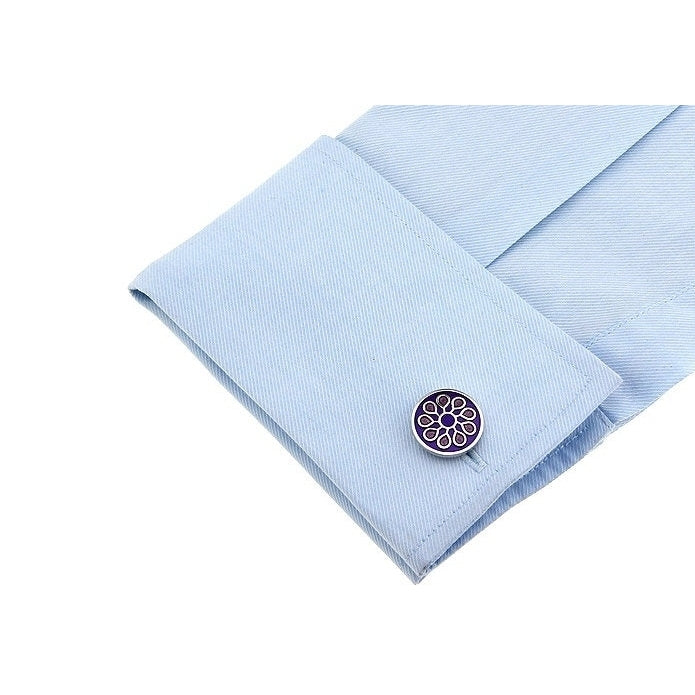 Purple Lavender Wedding Always Remember Flower Cufflinks Cuff Links Image 3