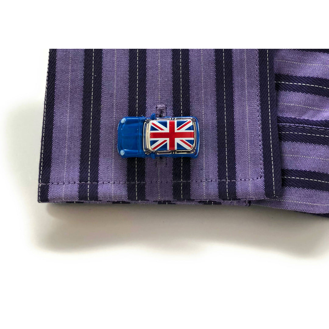 Blue Mini Cufflinks Union Jack Cufflinks Classic Car Cufflinks British Flag UK Blue Enamel 3D Detailed Design Cuff Links Image 4