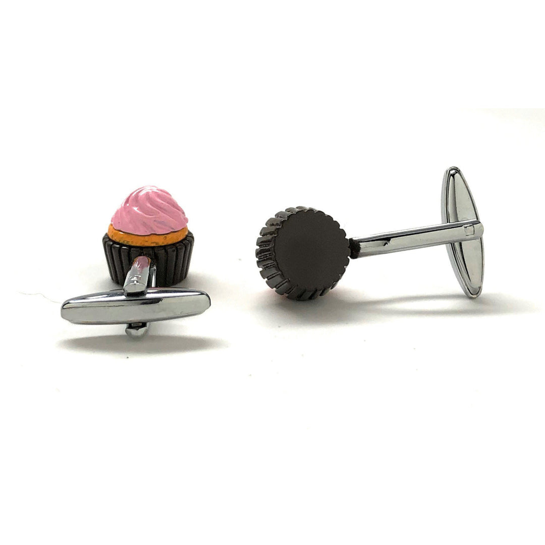 Pink Cupcake Cufflinks Bakery Cufflinks 3D Fun Tasty Cuff Links Cup Cake Food Fun Unique Novelty Cuffs Comes with Gift Image 3