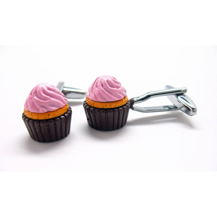 Pink Cupcake Cufflinks Bakery Cufflinks 3D Fun Tasty Cuff Links Cup Cake Food Fun Unique Novelty Cuffs Comes with Gift Image 4