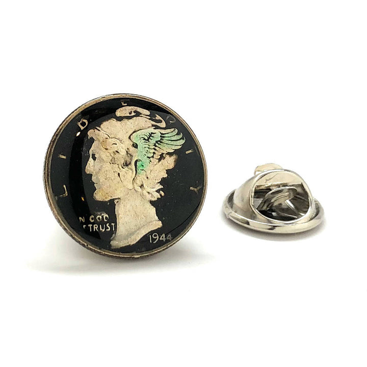 Enamel Pin Mercury Dime Collector Lapel Pin Hand Painted Tie Tack Travel Enamel Coin War Years Silver Black Currency Image 1