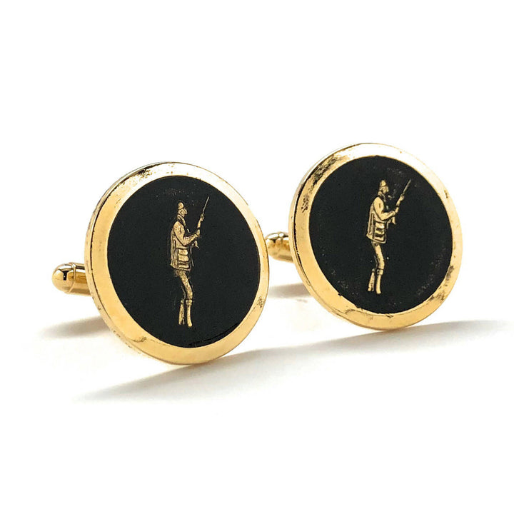 Hunter Cufflinks Outdoor Sportsman Gun Gold Black Enamel Tone Bird Hunting Cuff Links Comes with Gift Box Image 1