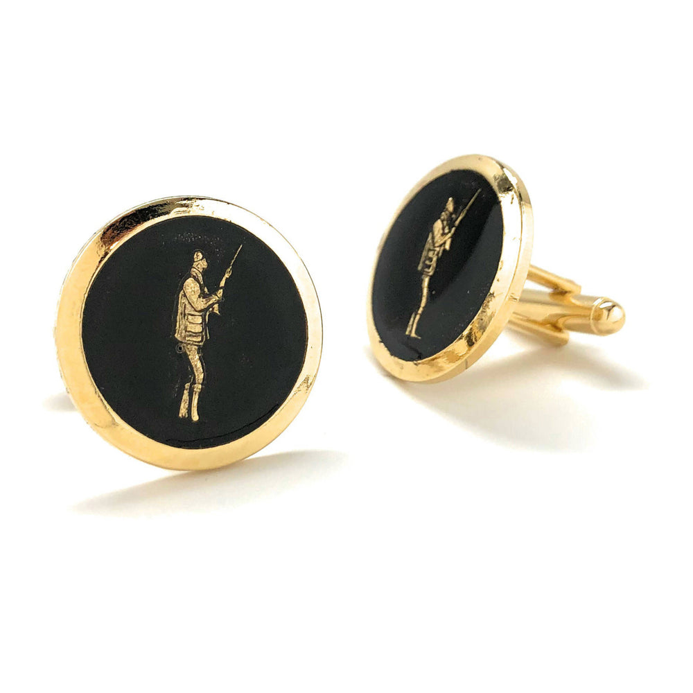 Hunter Cufflinks Outdoor Sportsman Gun Gold Black Enamel Tone Bird Hunting Cuff Links Comes with Gift Box Image 2