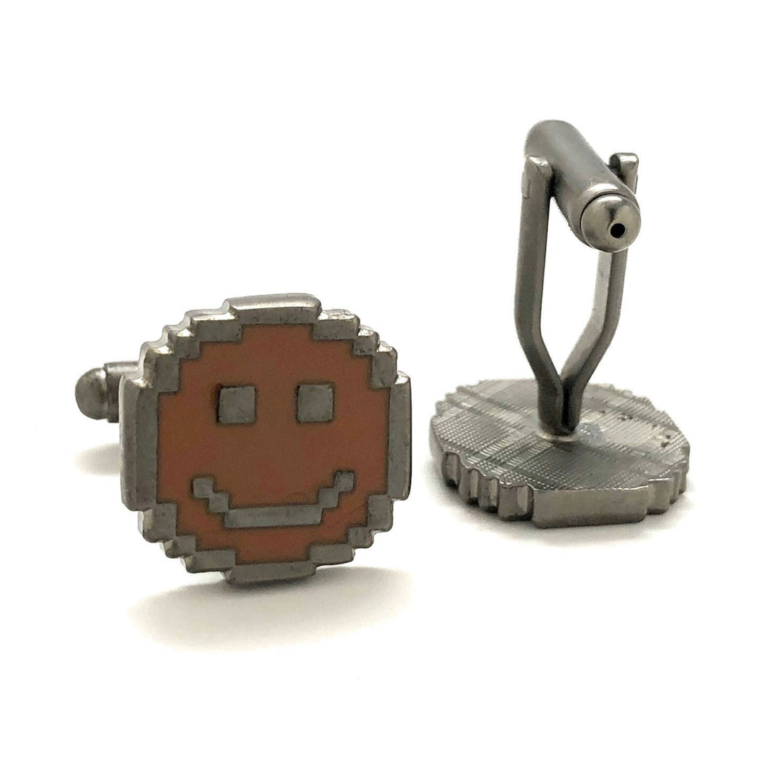 Digital Smiley Face Cufflinks Fun Cool Wear Pixel Happiness Cuff Links Comes with Gift Box Image 3