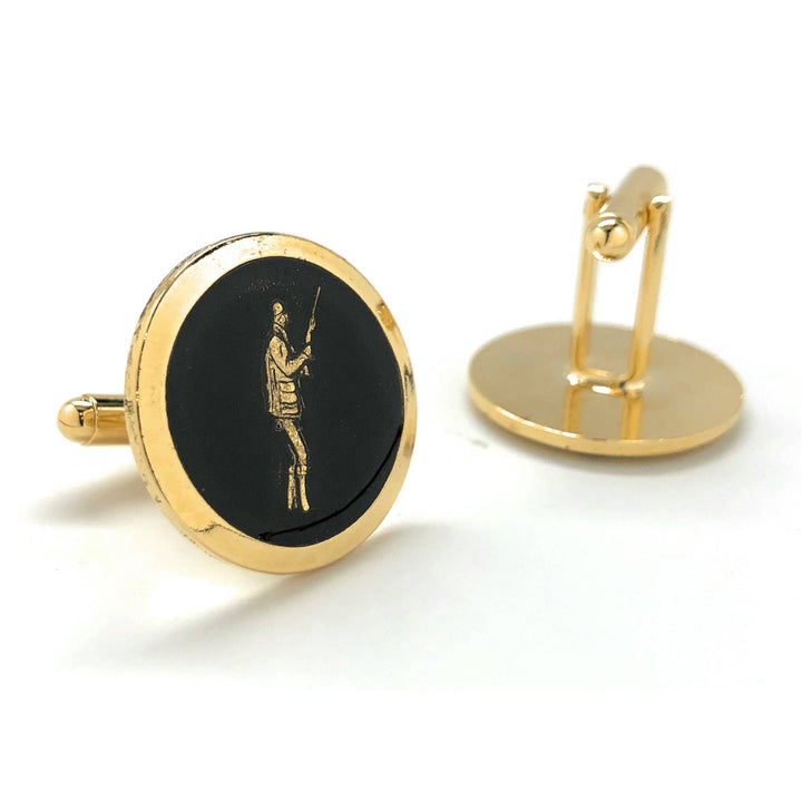 Hunter Cufflinks Outdoor Sportsman Gun Gold Black Enamel Tone Bird Hunting Cuff Links Comes with Gift Box Image 3