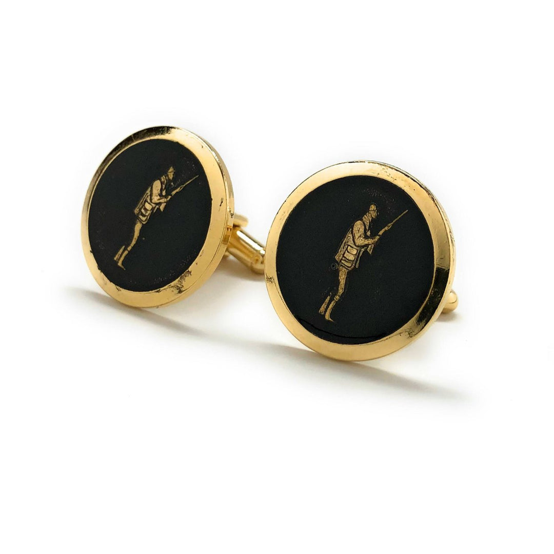 Hunter Cufflinks Outdoor Sportsman Gun Gold Black Enamel Tone Bird Hunting Cuff Links Comes with Gift Box Image 4