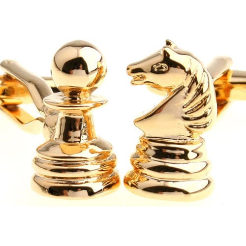 Chess Piece PlayGold Pawn to Knight Cufflinks Cuff Links Game Cufflinks Cuff Links Cool Guy Gifts Lucky Cufflinks Retro Image 1