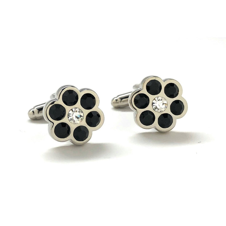 Montana Blackmoon Crystal Cufflinks with Center Crystal Wedding Cufflinks Cuff Links Image 1