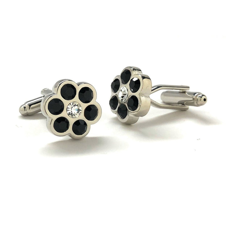 Montana Blackmoon Crystal Cufflinks with Center Crystal Wedding Cufflinks Cuff Links Image 2