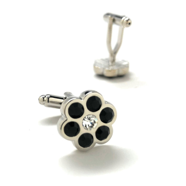 Montana Blackmoon Crystal Cufflinks with Center Crystal Wedding Cufflinks Cuff Links Image 4