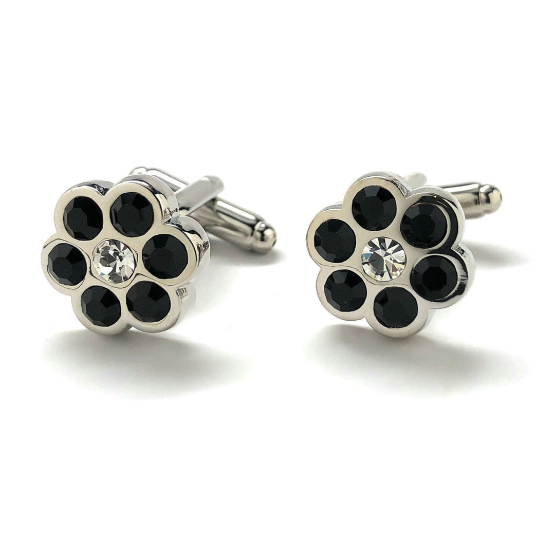 Montana Blackmoon Crystal Cufflinks with Center Crystal Wedding Cufflinks Cuff Links Image 4