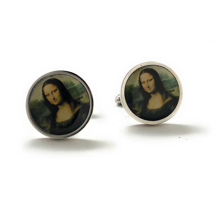 Mona Lisa Cufflinks Louvre in Paris Famous Art Work Leonardo da Vinci Fun Gifts for Him Art Lover Paintings Gifts for Image 1