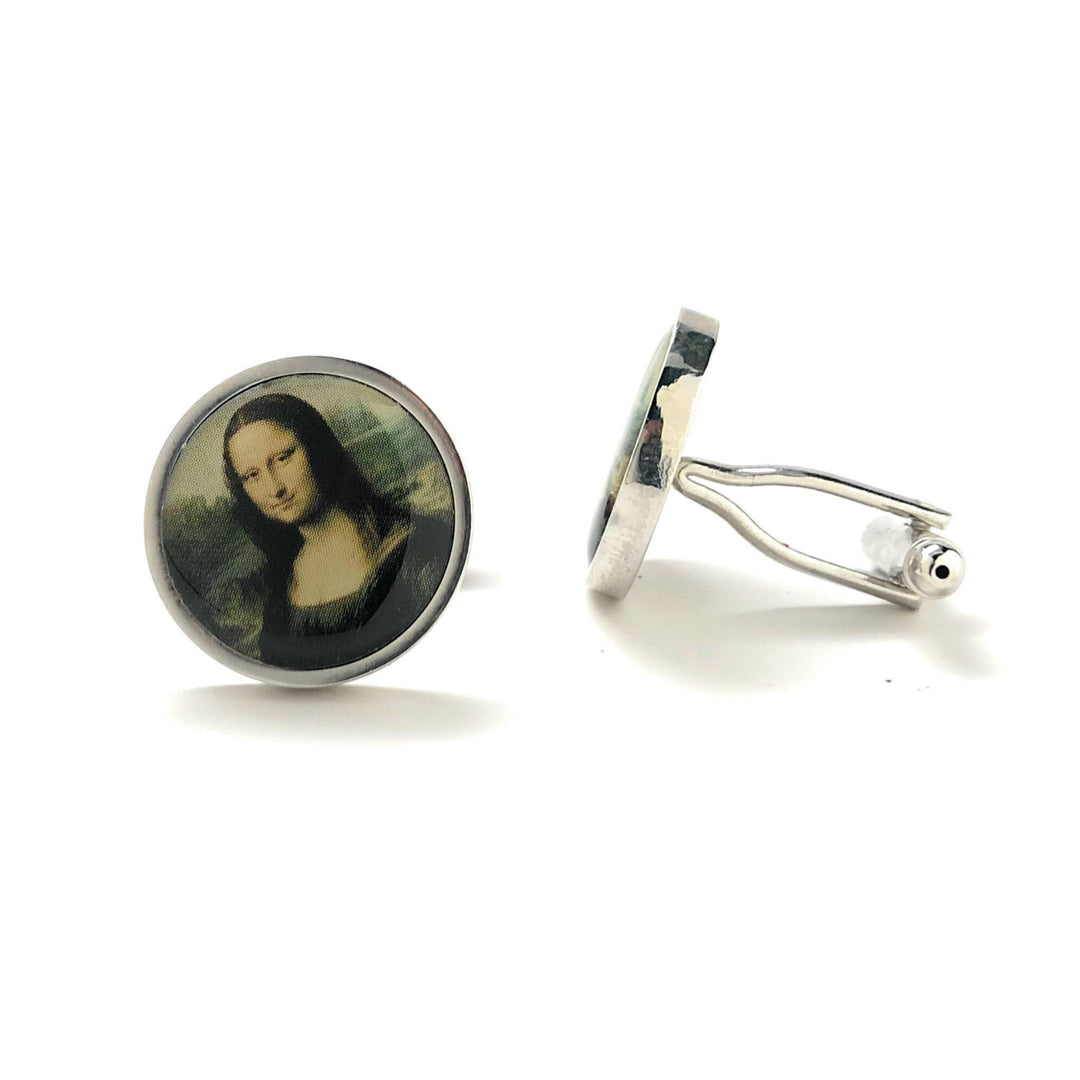 Mona Lisa Cufflinks Louvre in Paris Famous Art Work Leonardo da Vinci Fun Gifts for Him Art Lover Paintings Gifts for Image 2