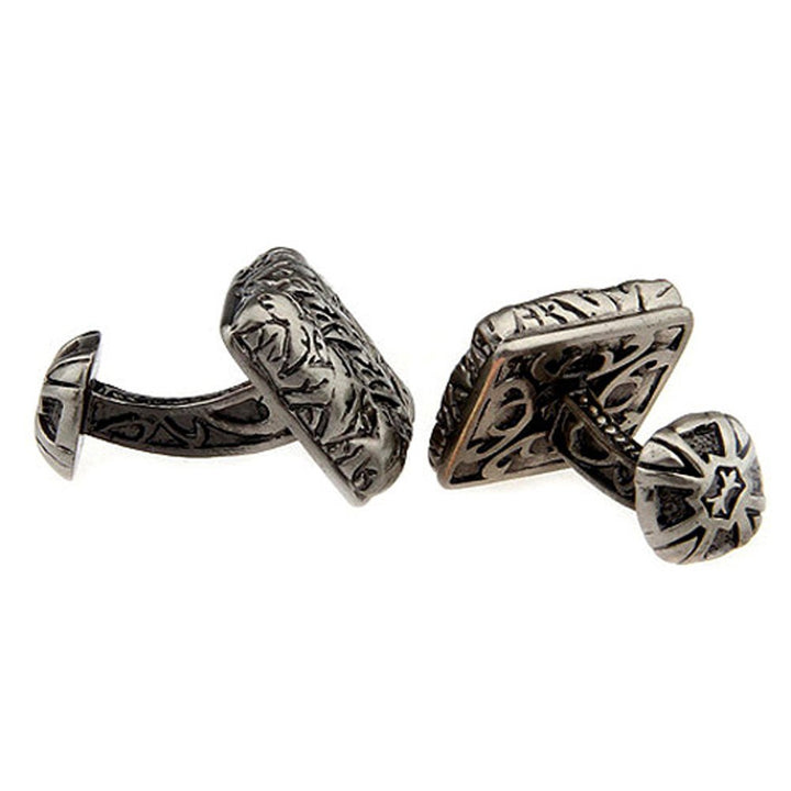 Designer Sculpted Antique Silver Woven Weave Celtic Cufflinks Straight Post Detailed Heavy Style Cuff Links Image 3