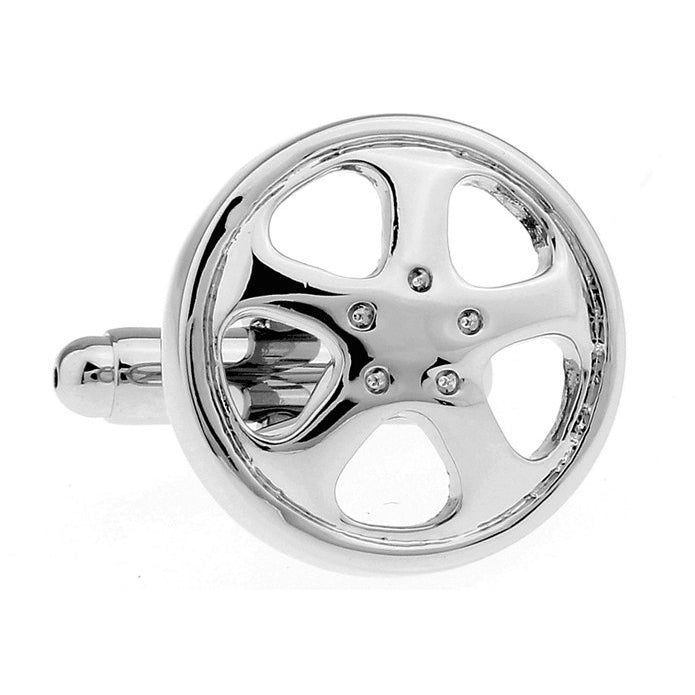 Car Rims Cufflinks Shiny Chrome Car Truck Auto Wheels Cufflinks Cuff Links Image 1