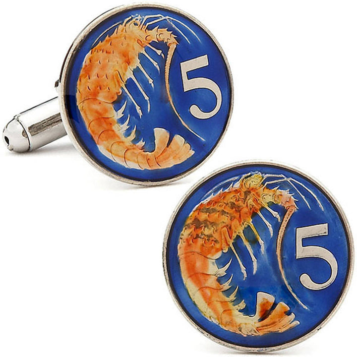 Enamel Cufflinks Cayman Island Enamel Coin Jewelry Royal Blue Orange Enamel Painted Cayman Island Jewelry World Cuff Image 1