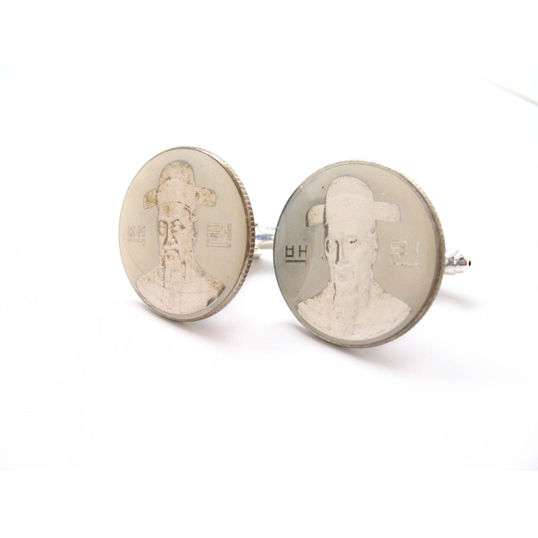 Enamel Cufflinks Hand Painted Confucius Chinese Philosopher The Master Enamel Coin Jewelry Money Brings Very Good Luck Image 3