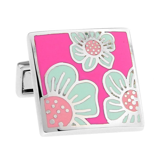 Pink Mountain Daisy Cufflinks Cuff Links Image 1