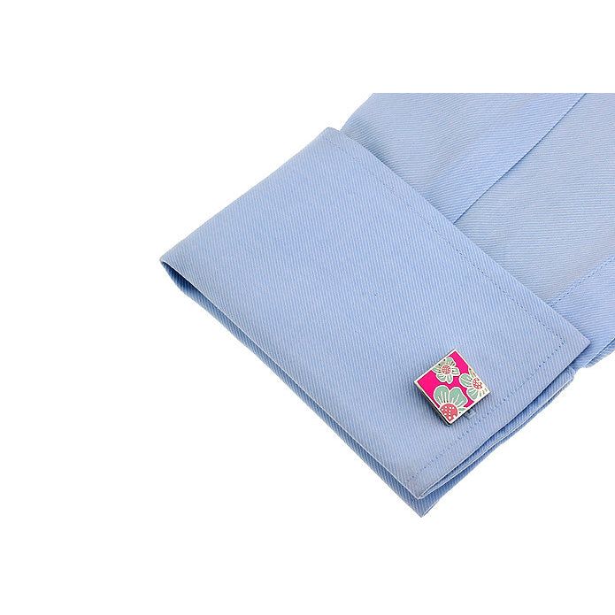 Pink Mountain Daisy Cufflinks Cuff Links Image 2