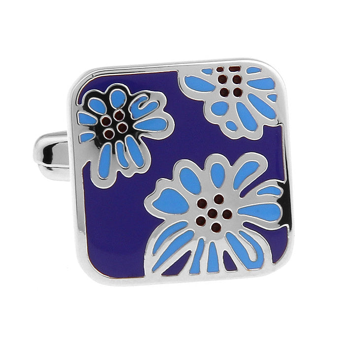 Shades of Blue Mountain Daisy Cufflinks Cuff Links Image 1