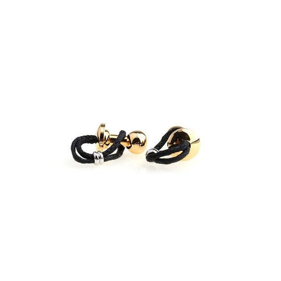 Gold Tone Plug Cufflinks Rope Band Wrap Around Cuff Links Image 2