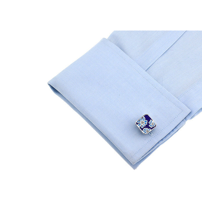 Shades of Blue Mountain Daisy Cufflinks Cuff Links Image 3