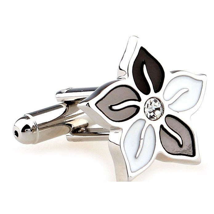 Fiji Travelers Black and White Wedding Flower of Joy Cufflinks Cuff Links Image 1