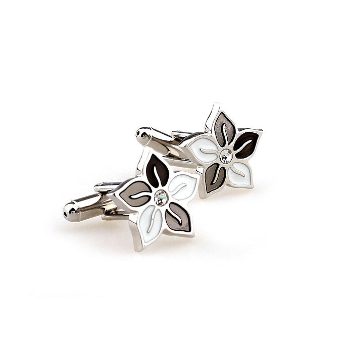 Fiji Travelers Black and White Wedding Flower of Joy Cufflinks Cuff Links Image 2