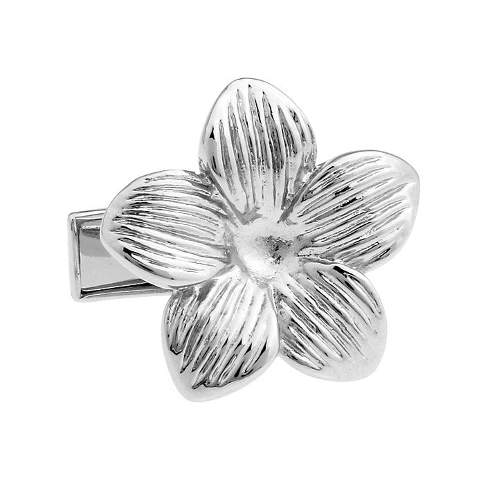 Silver Hawaiian Hibiscus Wedding Flower Cufflinks Cuff Links Image 1