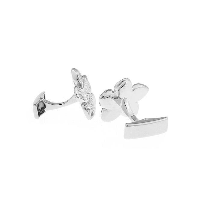 Silver Hawaiian Hibiscus Wedding Flower Cufflinks Cuff Links Image 2