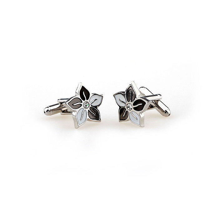 Fiji Travelers Black and White Wedding Flower of Joy Cufflinks Cuff Links Image 3