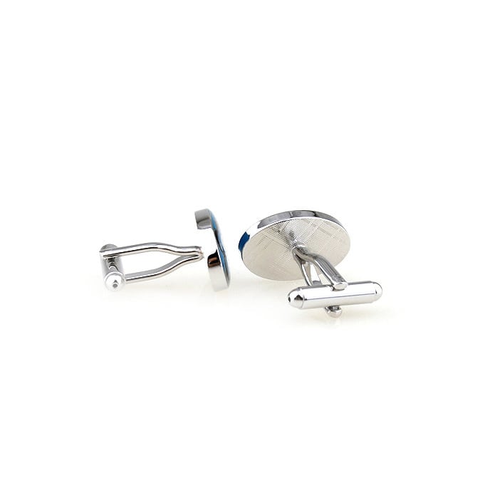 Blue Cut Petal Mountain Meadow Flower Floral Oval Cufflinks Cuff Links Image 3