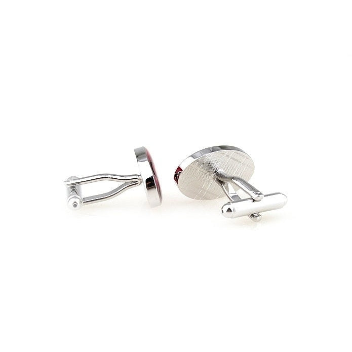 Red Cut Petal Mountain Meadow Flower Oval Cufflinks Cuff Links Image 3