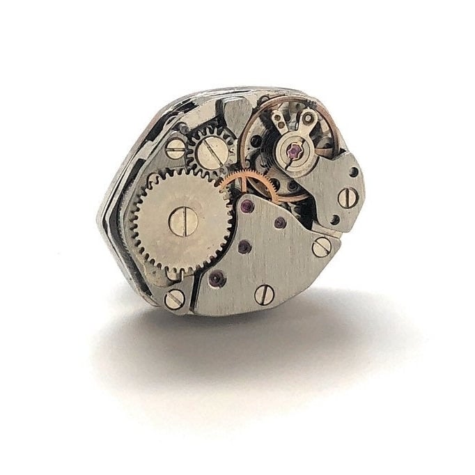 Watch Movements Lapel Pin Steampunk Silver Deconstructed Enamel Pin Tie Tack Engineering Engineer  Tie Pin Image 2