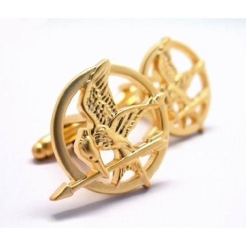 Gold Mocking Jay Cufflinks Mockingbird Fly Cuff Links Comes with Box Image 1