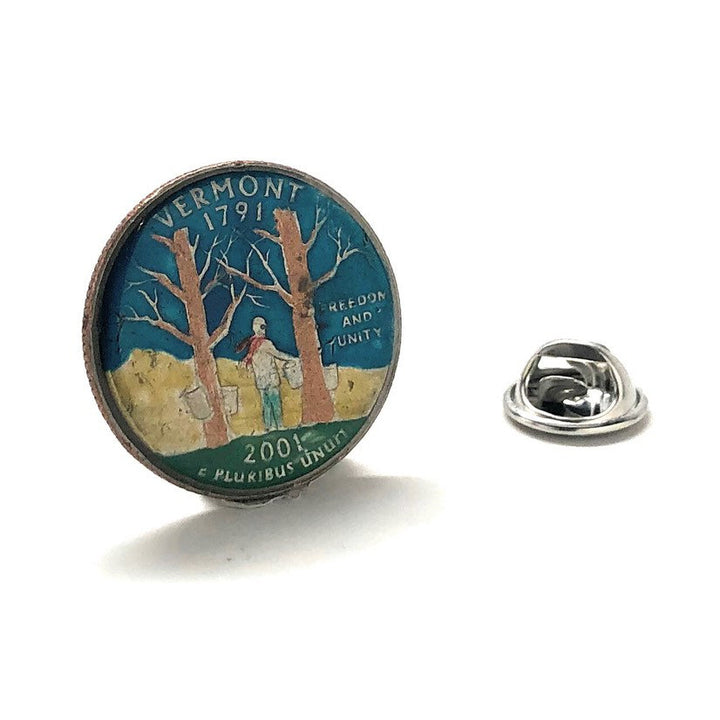 Enamel Pin Collector Hand Painted Vermont State Quarter Enamel Coin Lapel Pin Tie Tack Travel Souvenir Coins Elite Image 1