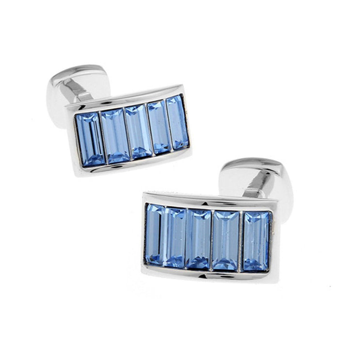 Blue Crystals Cuff Links Personalized CuffLinks Groomsmen CuffLinks Wedding Cufflinks Gifts for Dad Gifts for Image 1