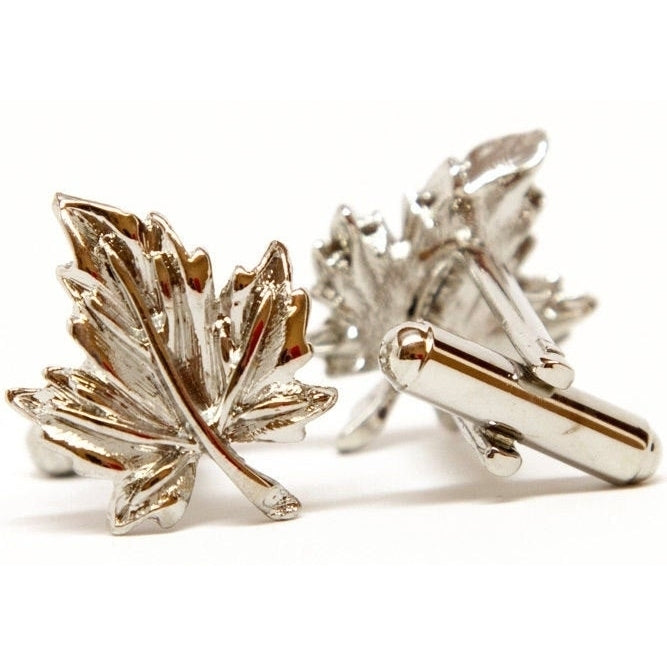 Silver Cufflinks Maple Leaf Cufflinks Oh Canada Cufflinks Silver Tone Maple Leaf Cuff Links Image 1