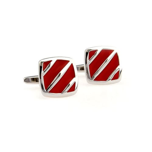 Professional Cufflinks Red Silver Stripes Cufflinks Cuff Links Image 2