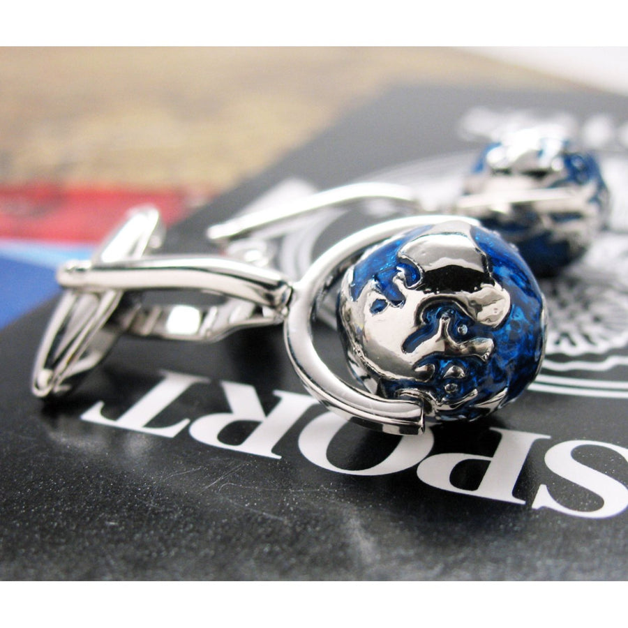 Spinning Globe Cufflinks Around the World Sailing Traveler Cuff Links Image 1