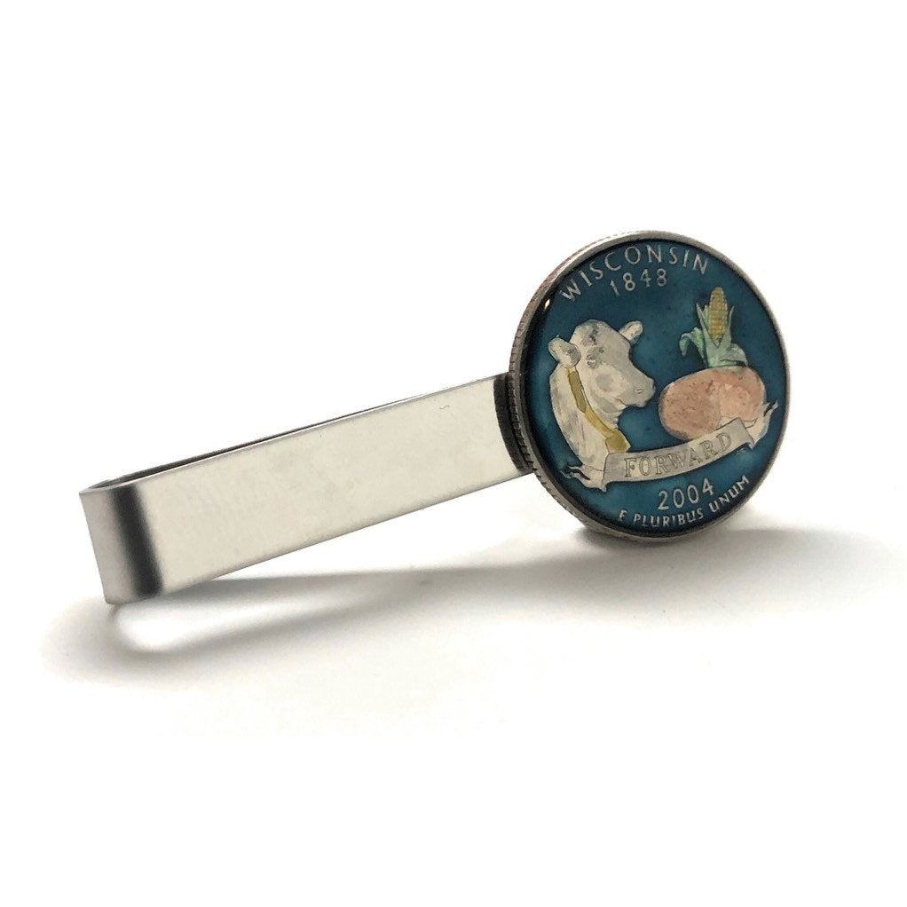 Birth Year Birth Year Wisconsin State Quarter Tie bar Enamel Hand Painted Edition Coin Souvenir Unique Rare Fun Gift Image 1