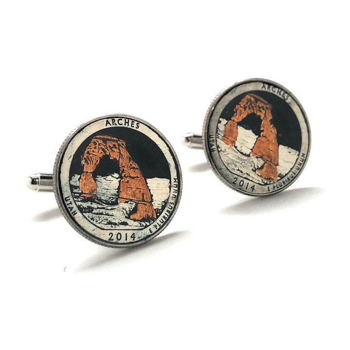 Birth Year Cufflinks Hand Painted Arches National Parks Enamel Coin Cuff Links Travel Souvenir Coins Keepsakes Cool Fun Image 1