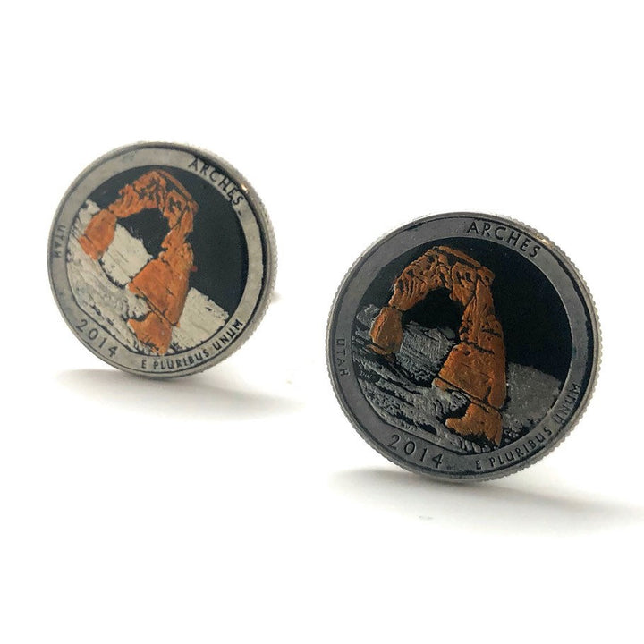 Birth Year Cufflinks Hand Painted Arches National Parks Enamel Coin Cuff Links Travel Souvenir Coins Keepsakes Cool Fun Image 4