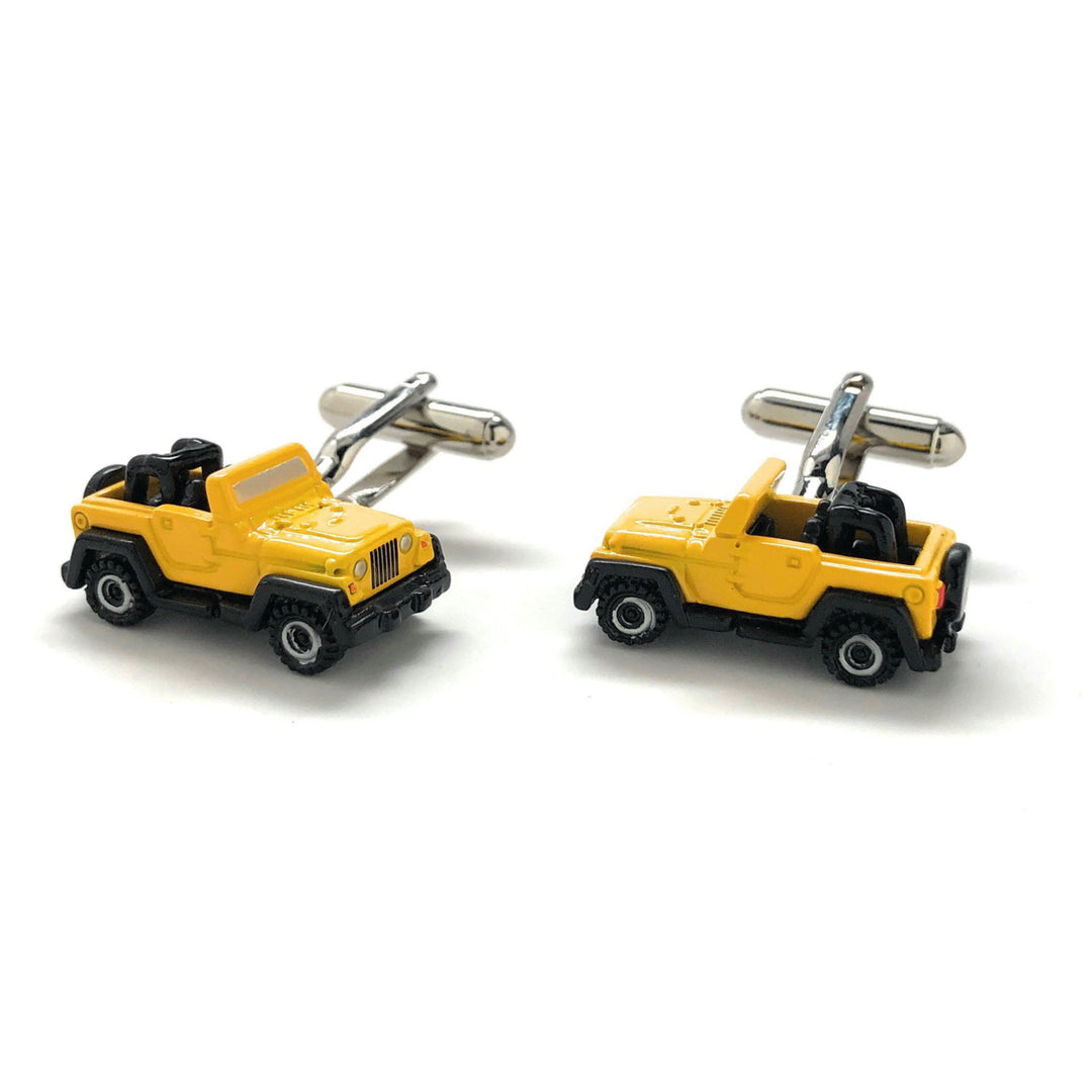 Jeep Cufflinks Off Road Custom Cufflinks Yellow Unique Car Racing Race Wedding Cufflinks Cuff Links Husband Gifts for Image 1